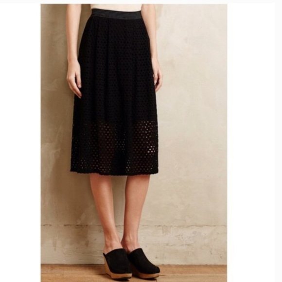 Anthropologie Dresses & Skirts - anthropologie weston black eyelet midi skirt L